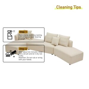 Curved Sectional Couches for Living Room, 141.73" Oversized L Shaped Modular Sofa Couch, Cloud Couch Corner Couch for Apartment, Bedroom, Office, Beige