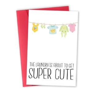 mmuue funny baby shower card for new mom dad parents, adorable baby shower card for girl boy, new baby arrival card, congrats pregnancy card, super cute laundry