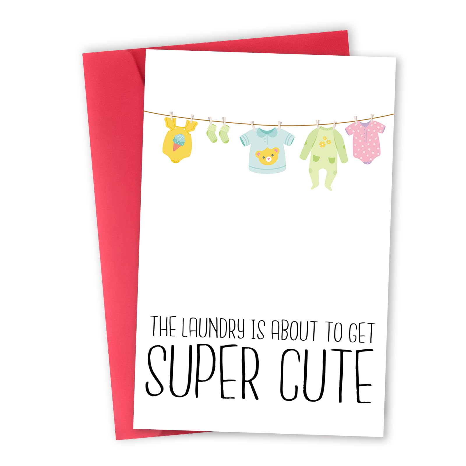 mmuue Funny Baby Shower Card for New Mom Dad Parents, Adorable Baby Shower Card for Girl Boy, New Baby Arrival Card, Congrats Pregnancy Card, Super Cute Laundry