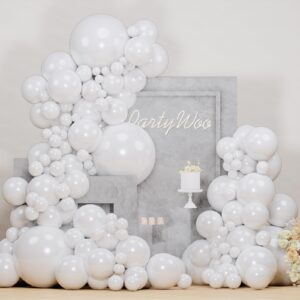 partywoo pearl white balloons 152 pcs white balloons pearl balloons different sizes pack of 18 12 10 5 inch white pearl balloon arch kit balloon garland for wedding bridal party decorations white-z30