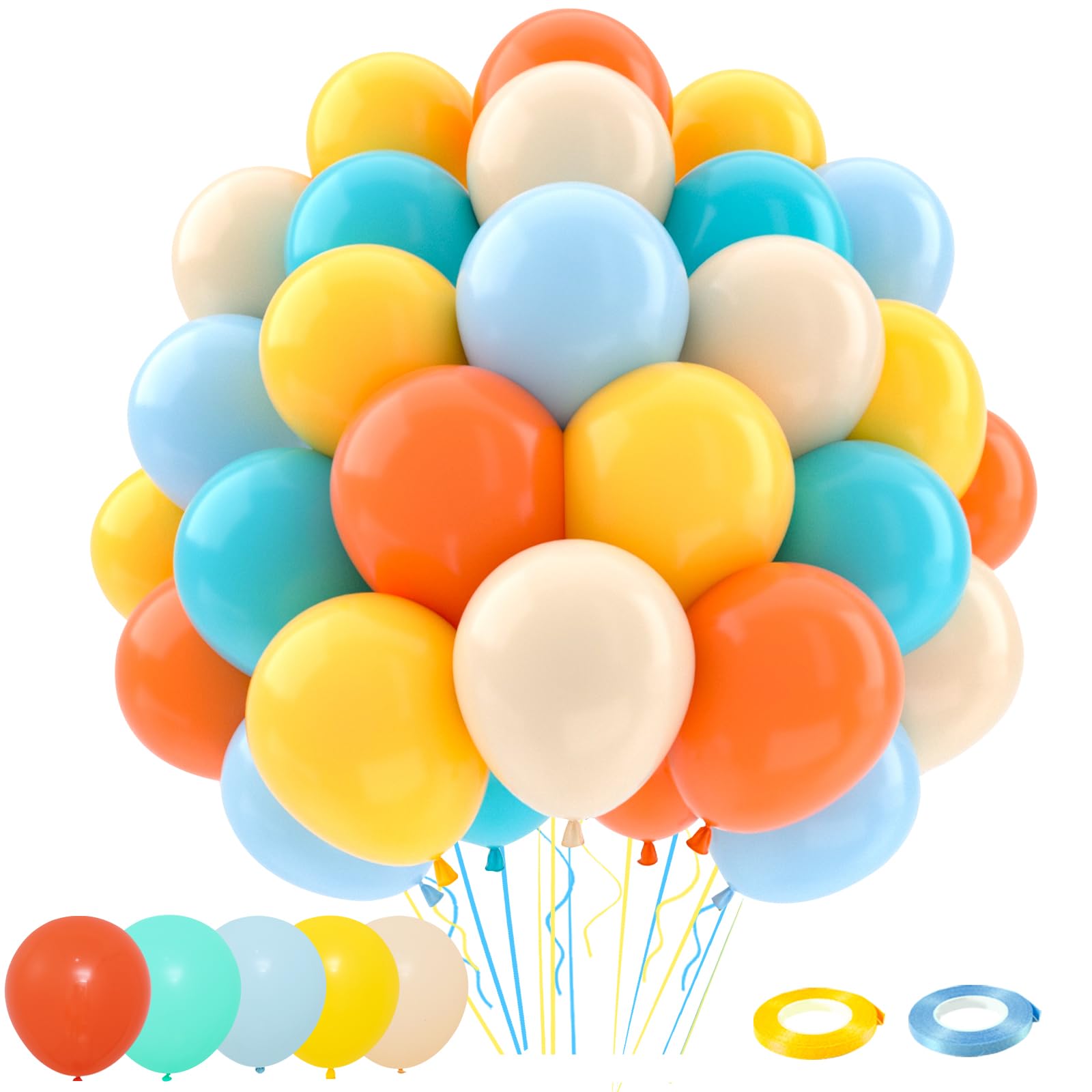 Pastel Balloons, 50PCS Yellow Orange Blue Nude Balloons for Rainbow Birthday Decorations, Here Come the son Baby Shower Decor, Wedding, Bridal Shower, Anniversary Party Supplies