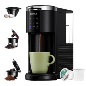 kidisle 3 in 1 single serve coffee maker for k cup pods & ground coffee & teas, 6 to 14oz brew sizes, with 40oz removable water reservoir, self-cleaning function, black