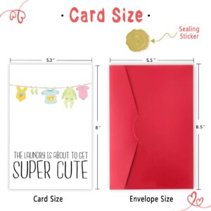 mmuue Funny Baby Shower Card for New Mom Dad Parents, Adorable Baby Shower Card for Girl Boy, New Baby Arrival Card, Congrats Pregnancy Card, Super Cute Laundry