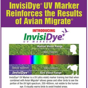 Goose Repellent UV Marker, Goose and Bird Detterent for Avian Migrate, Improves The Longevity of The Avian Migrate, Trains Geese and Birds to Avoid Areas, Invisidye (Two 8 oz Bottles)