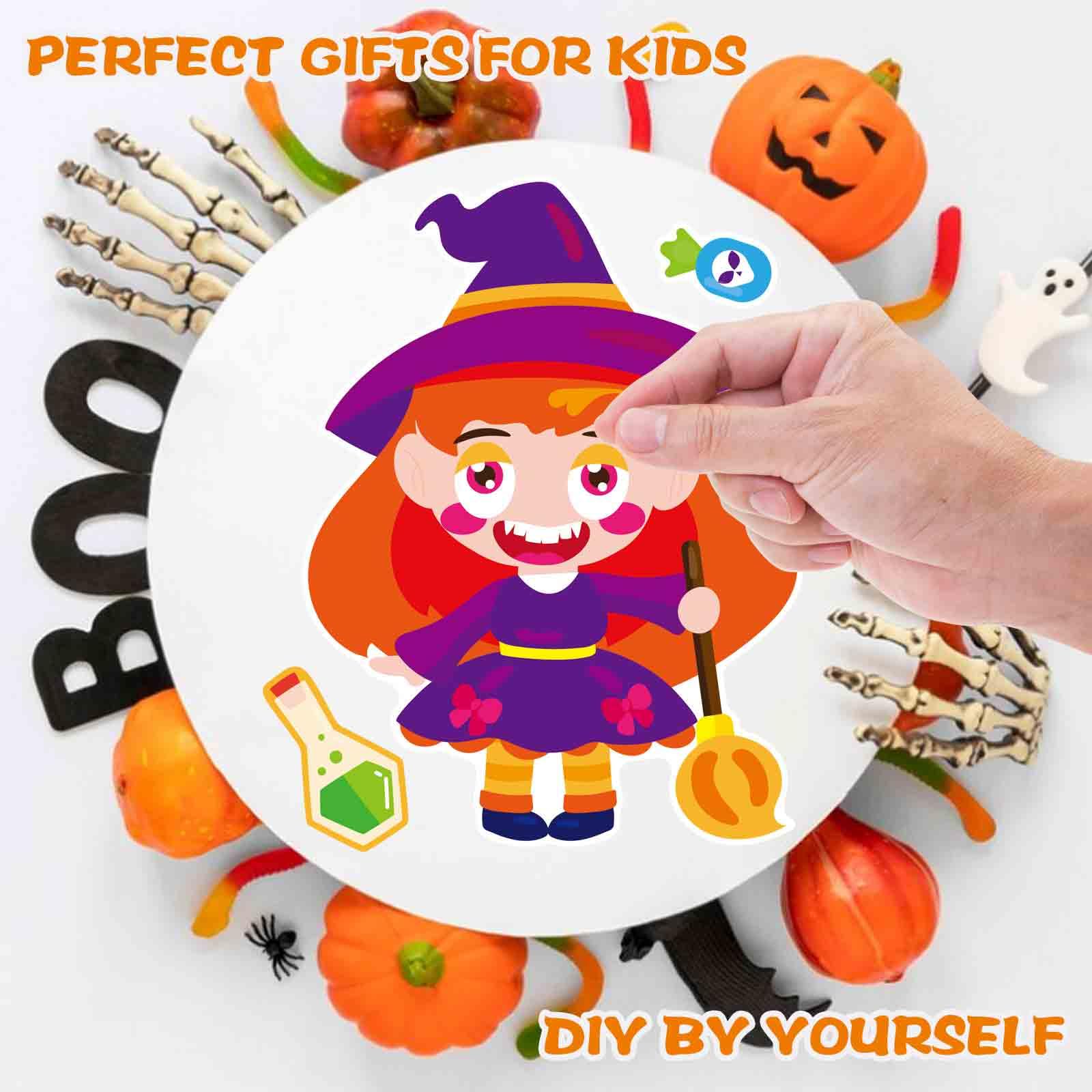 24 PCS Halloween Make-a-face Stickers Halloween Characters Stickers for Kids Make Your Own Halloween Stickers Halloween Crafts Halloween Party Favors Stickers Trick or Treat Party Game Activities