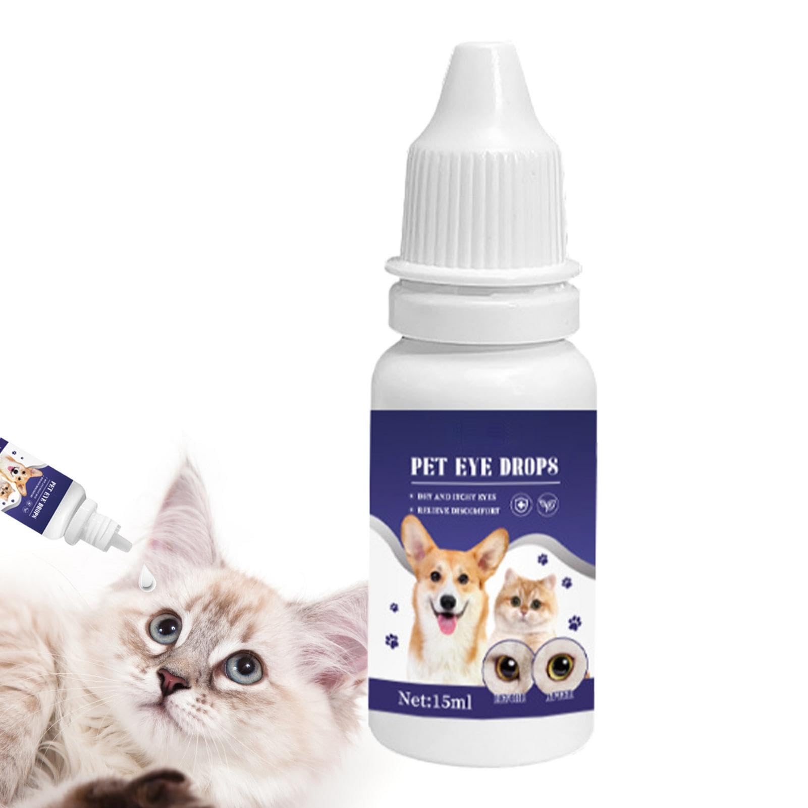 Generic Dogs Eye Drops - 15ml Plant Extract Solution Mild, Instant Relief Soothing Hydration Eye Drops | Multi Uses Swollen Eye Remedy Drops, Eye Wash & Tear Stain Remover for Cat and Dog Eye Care