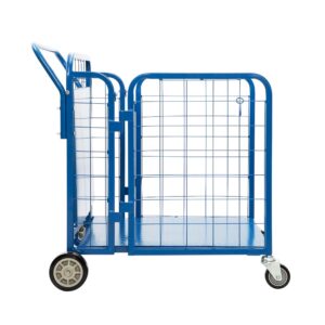 yeeoy steel stock cart hand truck with side walls, heavy duty foldable industrial utility dolly portable panel trolley with 360° swivel wheels for garage warehouse factory丨750 lbs capacity, blue