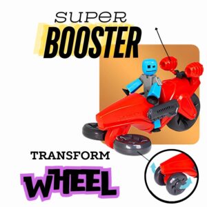 Zing Stikbot Megabots - Red (Turbo Cycle) Stikbot Poseable Collectible Stop Motion Action Figures and Mega Vehicles