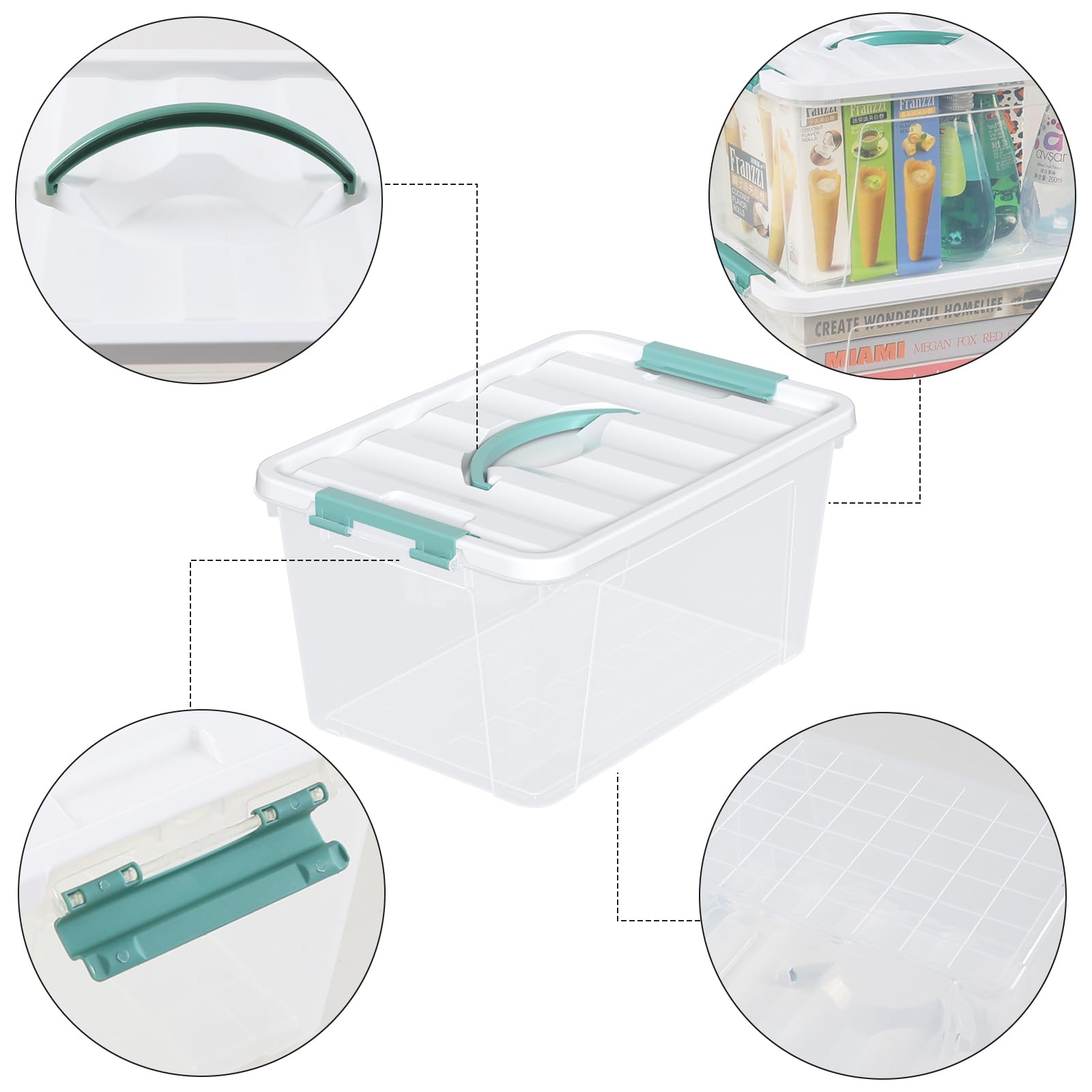 AnnkkyUS 6 Pack 14 Quart Clear Storage Bins with Lids, Plastic Latching Storage Box