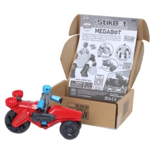 Zing Stikbot Megabots - Red (Turbo Cycle) Stikbot Poseable Collectible Stop Motion Action Figures and Mega Vehicles