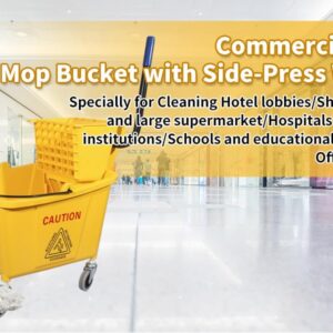 Commercial Mop Bucket with Side-Press Wringer for Floor Cleaning, Restaurants, Offices, and Janitorial Use, 35 Quarts, Yellow,Including One Commercial Mop