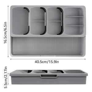 nebxazw Kitchen Drawer Organizer Tray,Drawer Organiser,Cutlery Tray,Expandable Utensil Tray for Kitchen,Compact Plastic Storage Organisation for Spoons