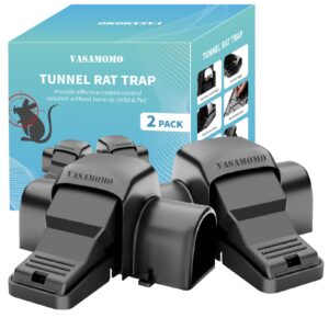 vasamomo large rat trap, humane dual-entry tunnel traps for rat, mice & chipmunks, instant kill rodent snap trap with sensitive trigger and powerful jaws, for both indoor & outdoor,pack of 2