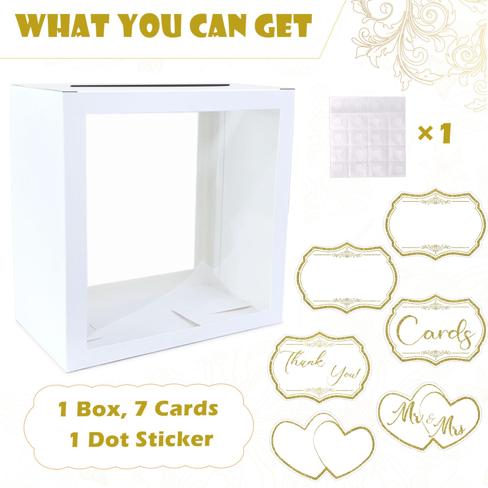 FALIZIFU White Card Box, Gift Card Box Holder Clear Card Box for Wedding Receptions, Retirements, Birthdays Party, Bridal & Baby Showers, Anniversaries