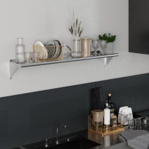 AmGood 10" X 60" Stainless Steel Wall Shelf | NSF | Metal Shelving | Garage, Laundry, Storage, Utility Room | Restaurant, Commercial Kitchen