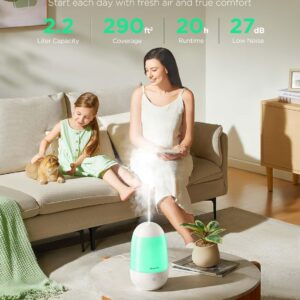 GoveeLife Smart Mini Humidifier for Baby Nursery, Top Fill Cool Mist Humidifier with Scent Diffuser & Nightlight, Built-in Sensor, Works with Alexa, Ultrasonic Humidifiers for Home, Bedroom and Plants