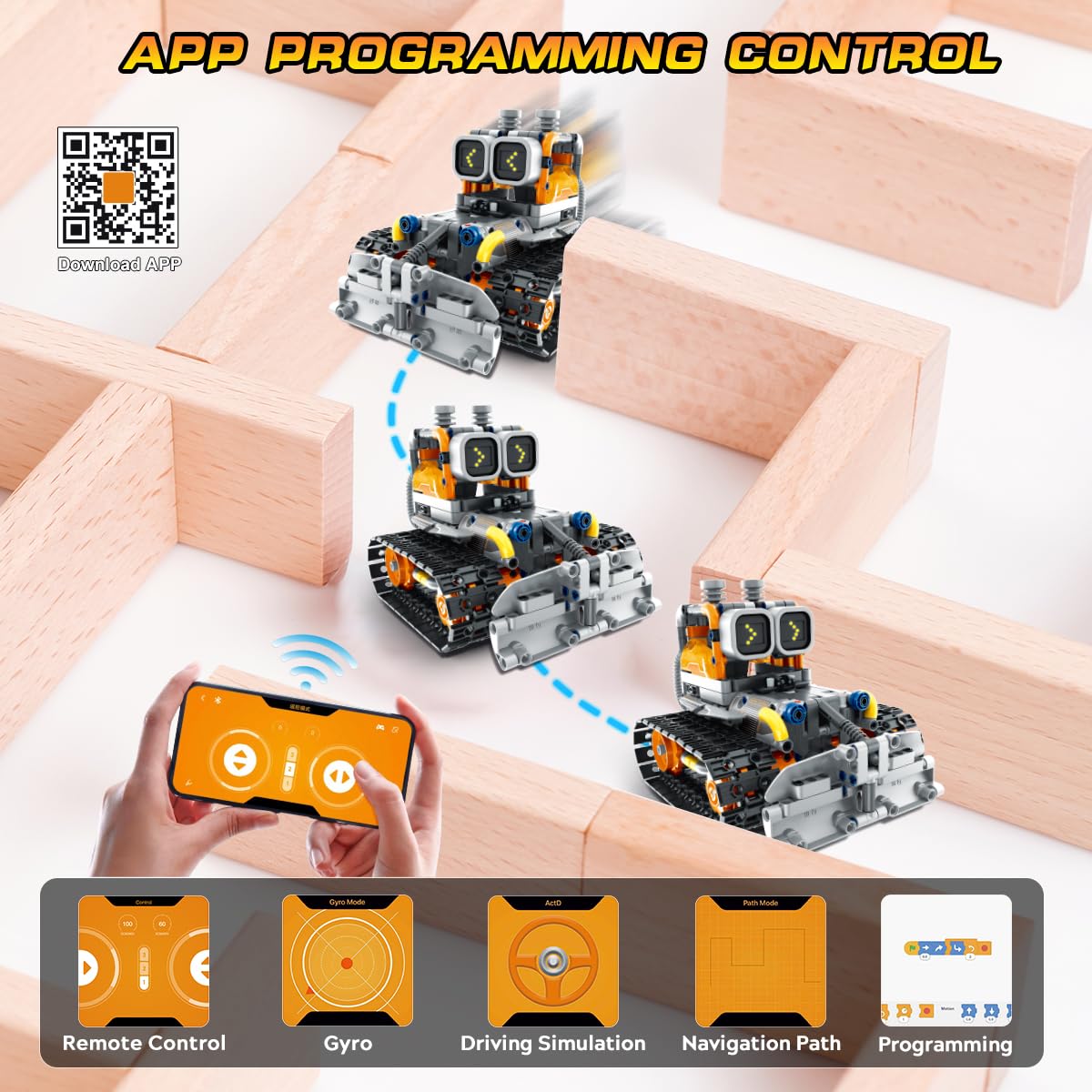 HOGOKIDS Changeable Expressions Robot Building Sets - 3 in 1 Remote & APP Supported Robotic Building Toy Having Sound Effect, Rechargeable RC Robot Birthday Present for Kids Age 6+ Boy & Girl (451PCS)