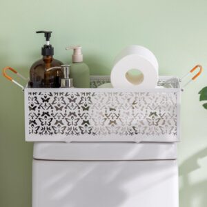 ohuacason toilet paper holder for small bathroom storage: toilet paper storage basket for small spaces apartment - white