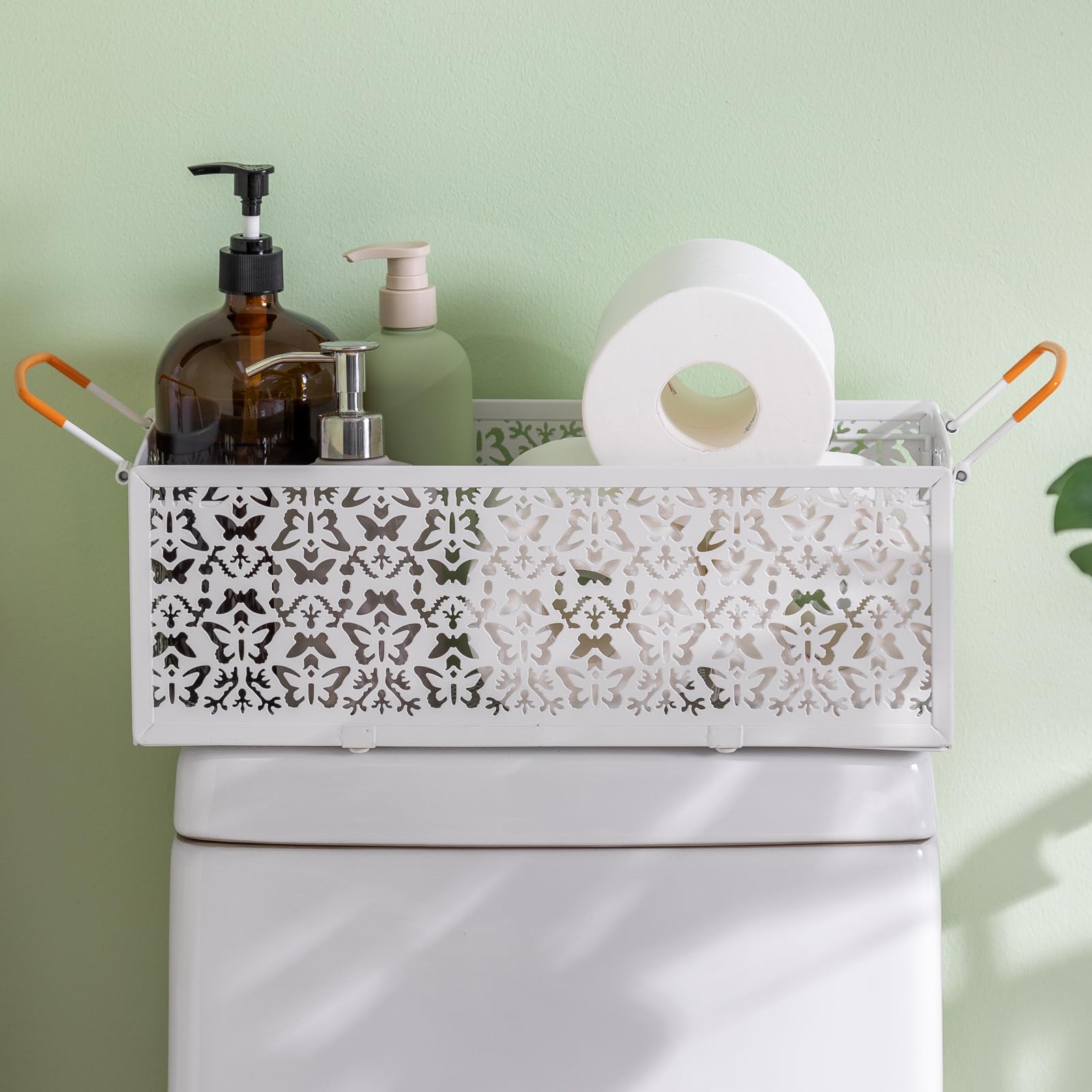 OhuaCason Toilet Paper Holder for Small Bathroom Storage: Toilet Paper Storage Basket for Small Spaces Apartment - White