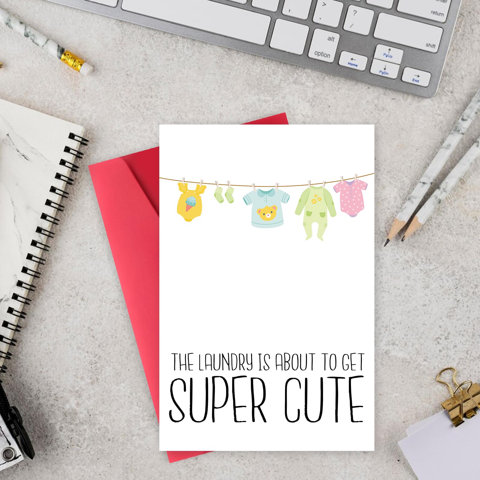 mmuue Funny Baby Shower Card for New Mom Dad Parents, Adorable Baby Shower Card for Girl Boy, New Baby Arrival Card, Congrats Pregnancy Card, Super Cute Laundry