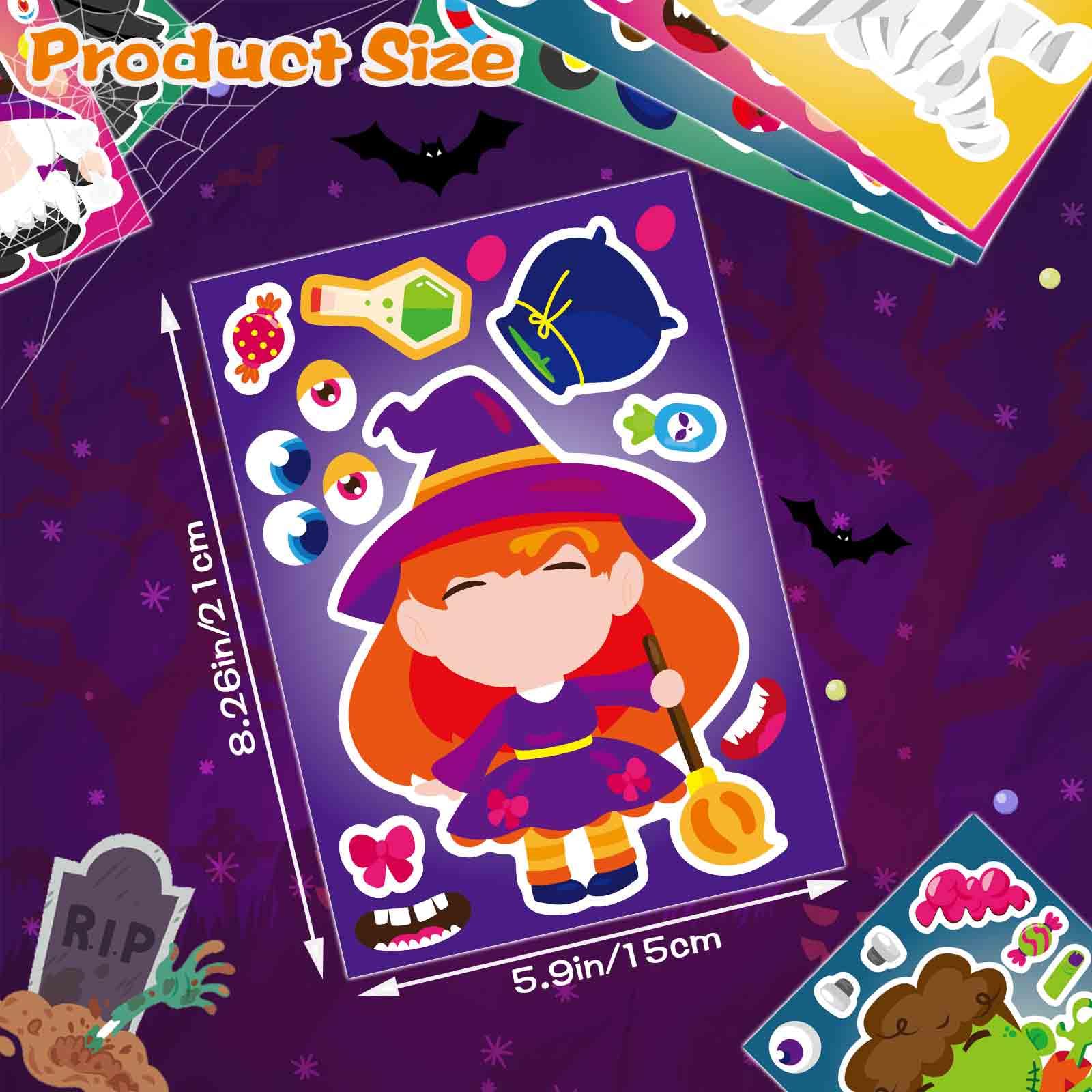 24 PCS Halloween Make-a-face Stickers Halloween Characters Stickers for Kids Make Your Own Halloween Stickers Halloween Crafts Halloween Party Favors Stickers Trick or Treat Party Game Activities