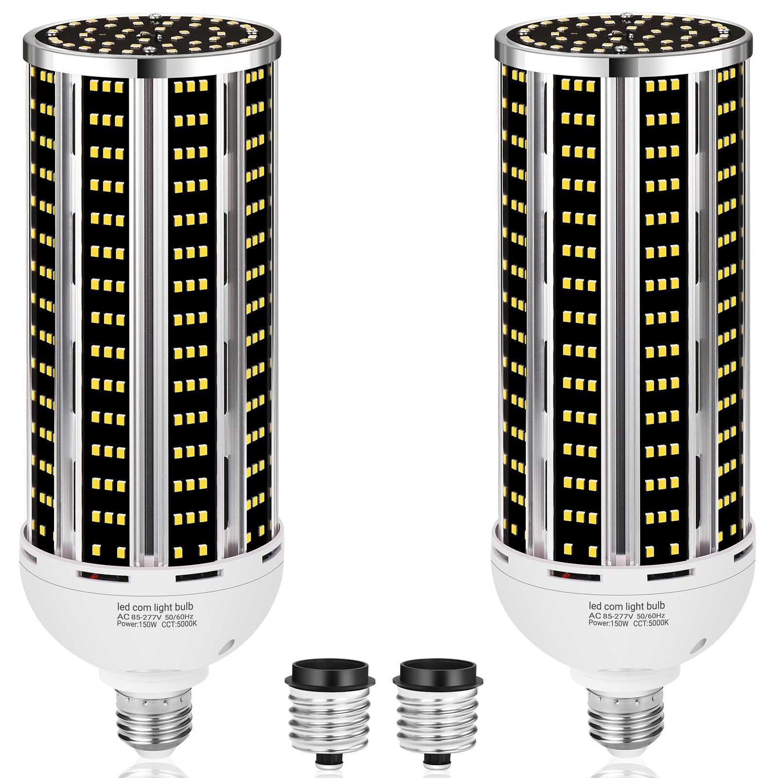 150W 2 pack LED Corn Light Bulb(1500W Equivalent ) ,Commercial Grade DayLight 5000K E26/E39 22900LM Medium Mogul Base LED Lamp,Large Area Lights For Outdoor Indoor Garage Warehouse Factory Bay Light