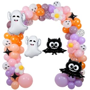 halloween 1st birthday party decorations for girl, halloween balloon arch garland with bat cute halloween foil balloons for halloween birthday decorations halloween baby shower party supplies