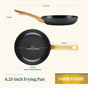 Farberware Forged Induction Ceramic Cookware Nonstick Frying Pan/Skillet, Dishwasher Safe, Suitable for All Stovetops, 8.25 Inch Fry Pan - Black and Gold