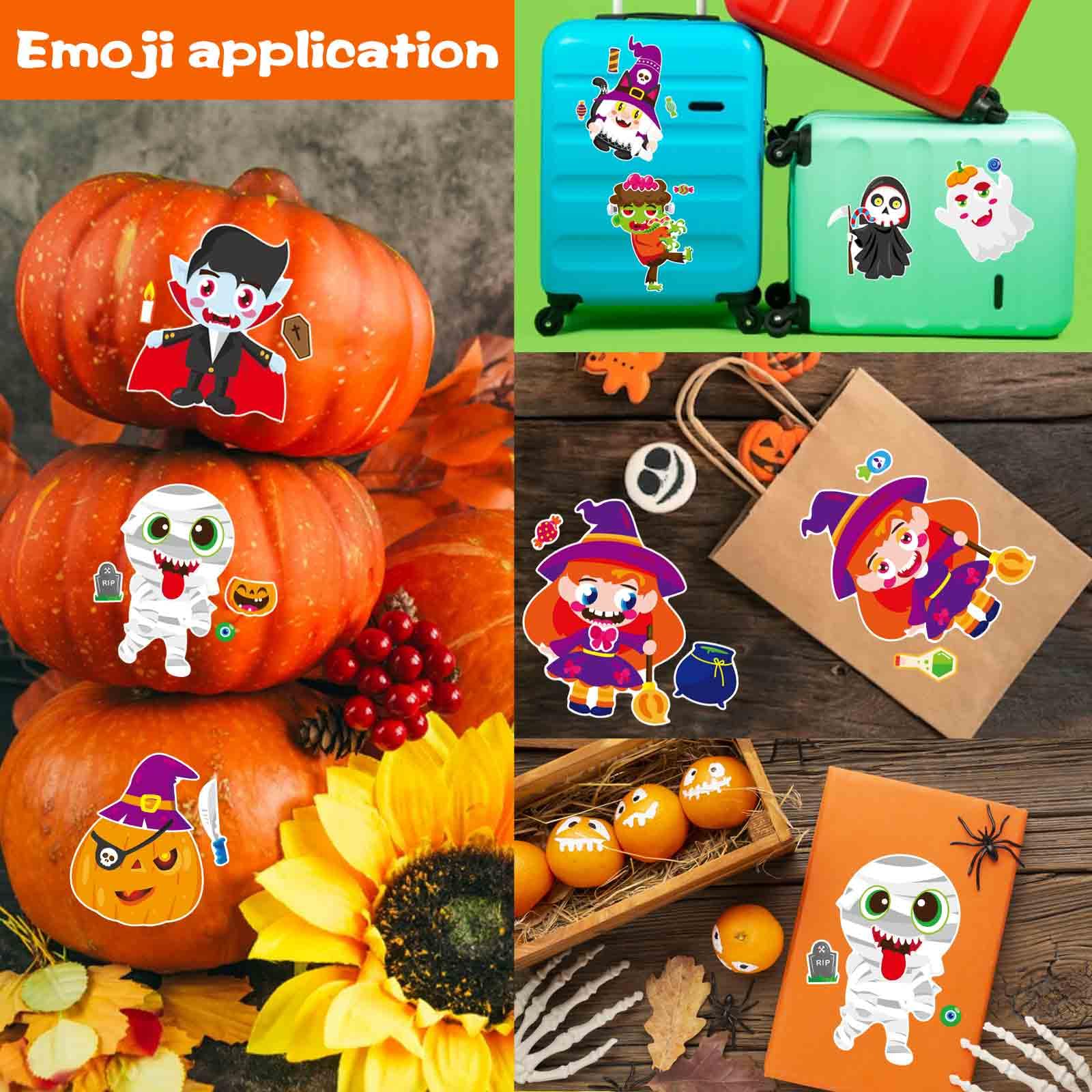 24 PCS Halloween Make-a-face Stickers Halloween Characters Stickers for Kids Make Your Own Halloween Stickers Halloween Crafts Halloween Party Favors Stickers Trick or Treat Party Game Activities