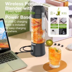 Nuwave Portable Blender for Smoothies and Shakes, 2025 New & Improved, 16 OZ On-The-Go Small Juice Blender with 6 Blades, Rechargeable Mini Blender, BPA-Free, Leak-Proof Lid, for Gym, Kitchen, Office