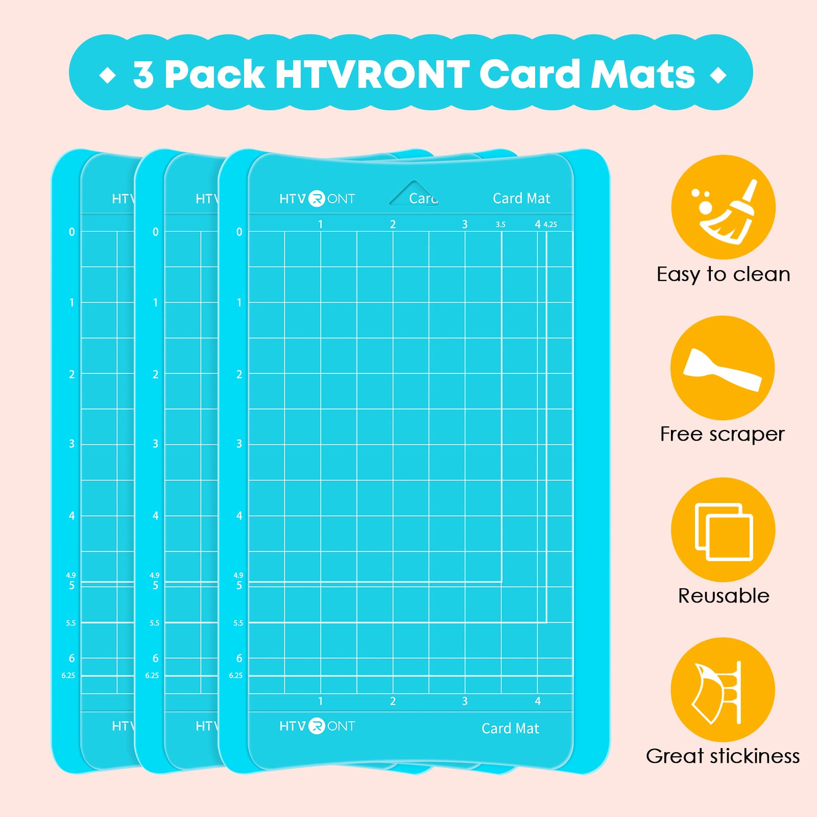 HTVRONT Card Mats for Cricut Joy - 3 Pack Crafting Mat for Cricut Joy Cards, Durable Sticky & Reusabe 4.5x6.5in" Card Cutting Mats with Clear Protective Film, Replacement Accessories for Cricut Joy