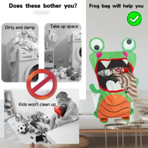 Trantranapa 42 x 19” Funny Frog shape Door Hanging Laundry Hamper Bag with Adjustable Handle Wall-mounted Storage Bag For Clothes Toy Laundry Closet Collector over the door hamper Bag (Frog Shape)