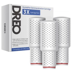 dreo demineralization cartridge 3-pack for humidifiers, compatible with dreo humidifiers hm311/311s/524/524s, prevent mineral build-up, filter hard water, eliminate white dust