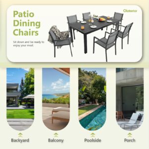 Olaterior Patio Dining Chairs, Outdoor Dining Chair Set of 2, Stackable Outdoor Chairs, All-Weather Textilene Chair with Armrest, Modern Sling Patio Furniture Chair for Lawn Deck, Pool, Mixed Grey