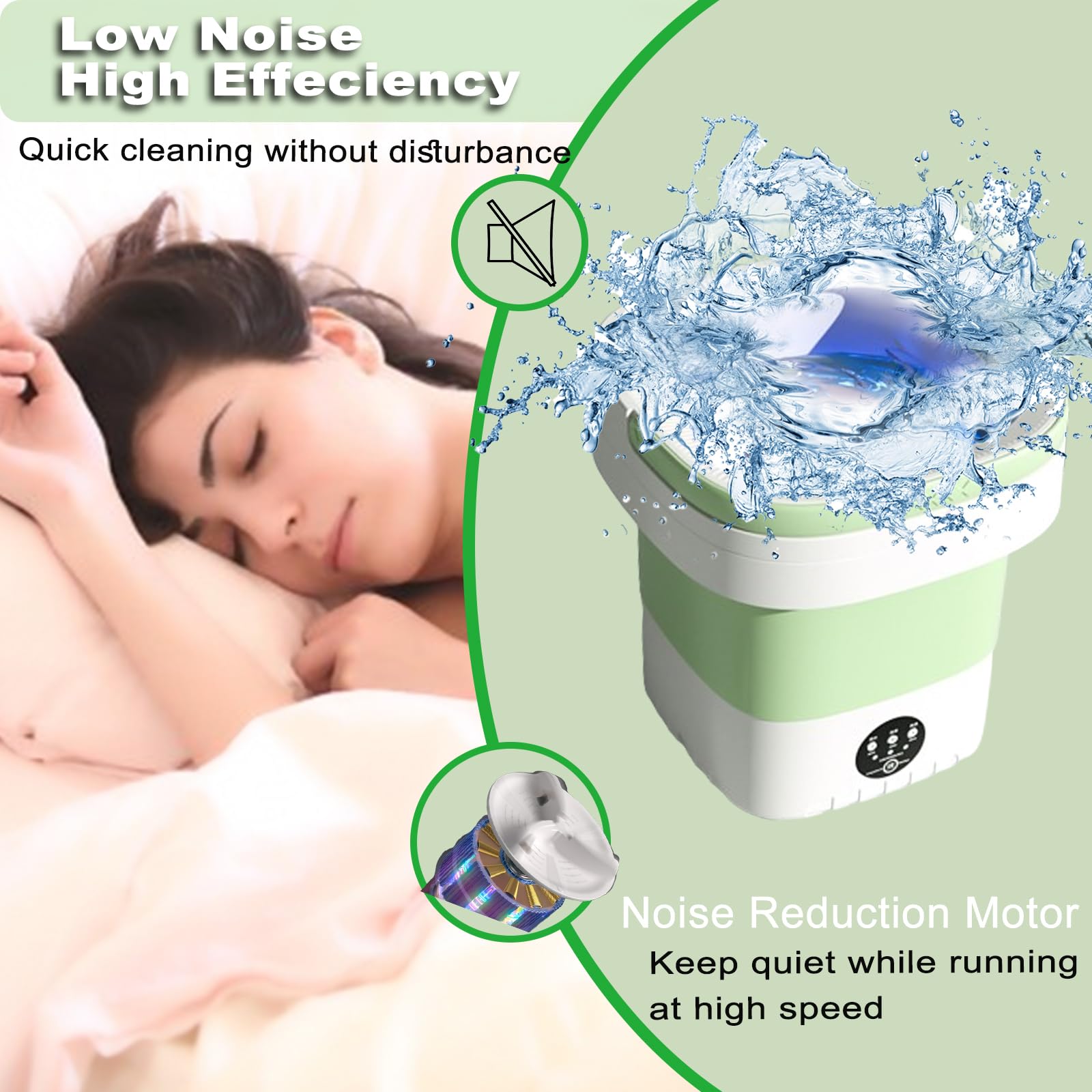 Portable Washing Machine,15L Foldable Mini Washer with Basket Spin,Compact Washer and Dryer with 3 Cleaning Modes for Underwear (Green)