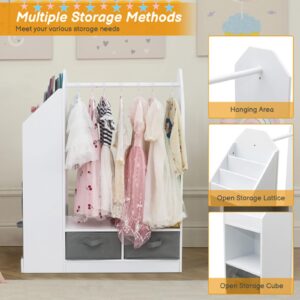 Generic Kids Dress up Storage with Mirror and Storage Bins, Costume Closet for Kids, Open Hanging Armoire Closet for Bedroom Playroom