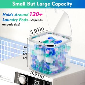 Famaster Laundry Pods Container with Pop-Up Lid, Laundry Pod Holder Holds 120+ Laundry Pods, Easy to See Dishwasher Pod Laundry Containers for Laundry Room Organization Storage Decor