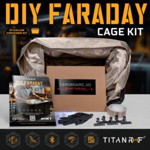 Mission Darkness TitanRF DIY Faraday Cage Kit // Build a Military-Grade Signal Blocking Container Liner with Included Faraday Fabric, Tape, Instructions & Accessories // Fits Inside 27-Gallon Tote