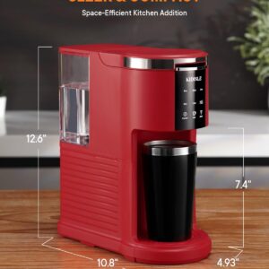 KIDISLE Single Serve Coffee Machine, 3 in 1 Pod Coffee Maker for K Cup Pods & Ground Coffee & Teas, 6 to 14oz Brew Sizes, with 40oz Removable Water Reservoir, Descale Settings, Red