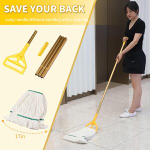 Commercial Mop Bucket with Side-Press Wringer for Floor Cleaning, Restaurants, Offices, and Janitorial Use, 35 Quarts, Yellow,Including One Commercial Mop