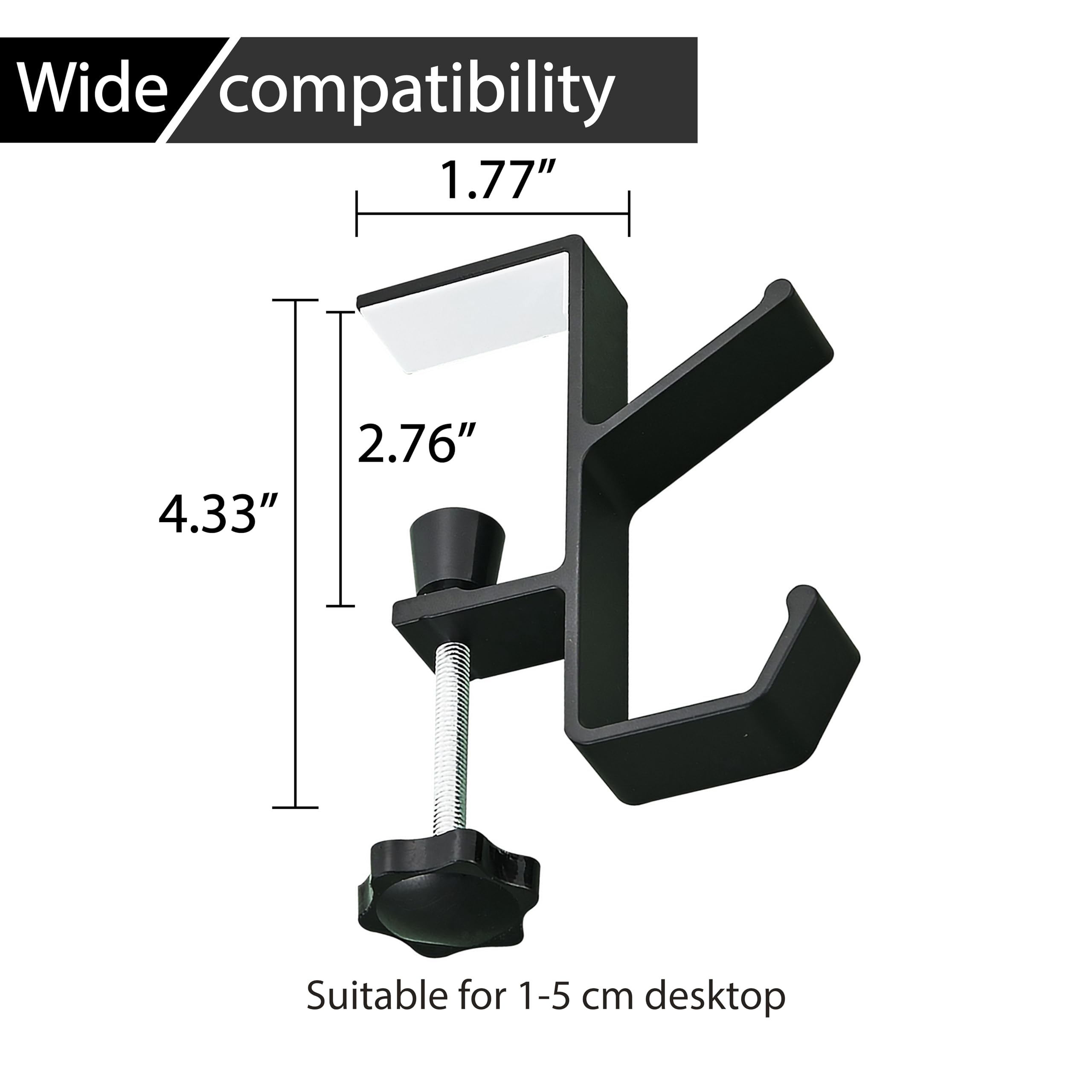 Ctgsas Adjustable Hook for L Shaped Gaming Desk, Under Gaming Desk with Hook Holder black