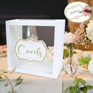 FALIZIFU White Card Box, Gift Card Box Holder Clear Card Box for Wedding Receptions, Retirements, Birthdays Party, Bridal & Baby Showers, Anniversaries