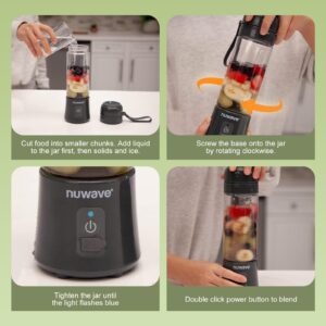 Nuwave Portable Blender for Smoothies and Shakes, 2025 New & Improved, 16 OZ On-The-Go Small Juice Blender with 6 Blades, Rechargeable Mini Blender, BPA-Free, Leak-Proof Lid, for Gym, Kitchen, Office