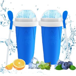 wallbig slushie maker cup,2pcs slushy maker magic squeeze cup cooling maker cup freeze mug milkshake smoothie mug,portable squeeze ice cup for family