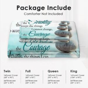 jamie world Beach Serenity Prayer Bedding Set Twin Full Queen King Size Christian Stone Duvet Comforter Cover Peace Cozy Quilt Cover Decorative Soft Bed Sets with 2 Pillowcases for Kids Adults