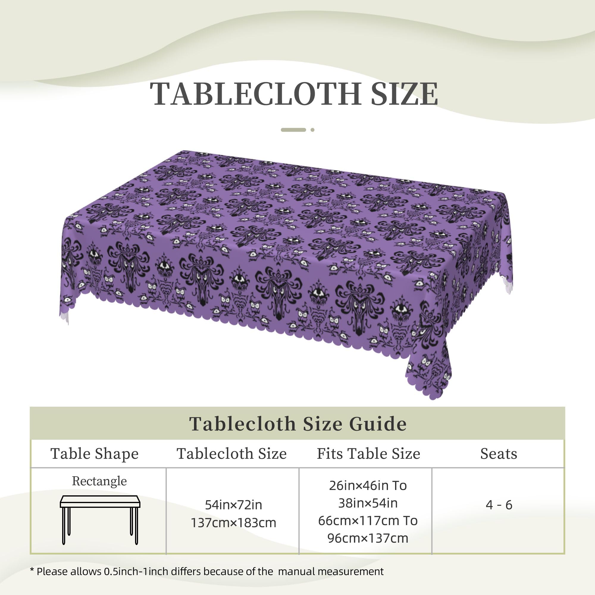 BEIANSHUO Haunted The Mansion Square Tablecloth (54x72in) - Water Resistant, Spill-Proof & Washable Polyester Table Cover - Versatile Decorative Fabric Ideal for Dining, Parties, Buffets & Camping