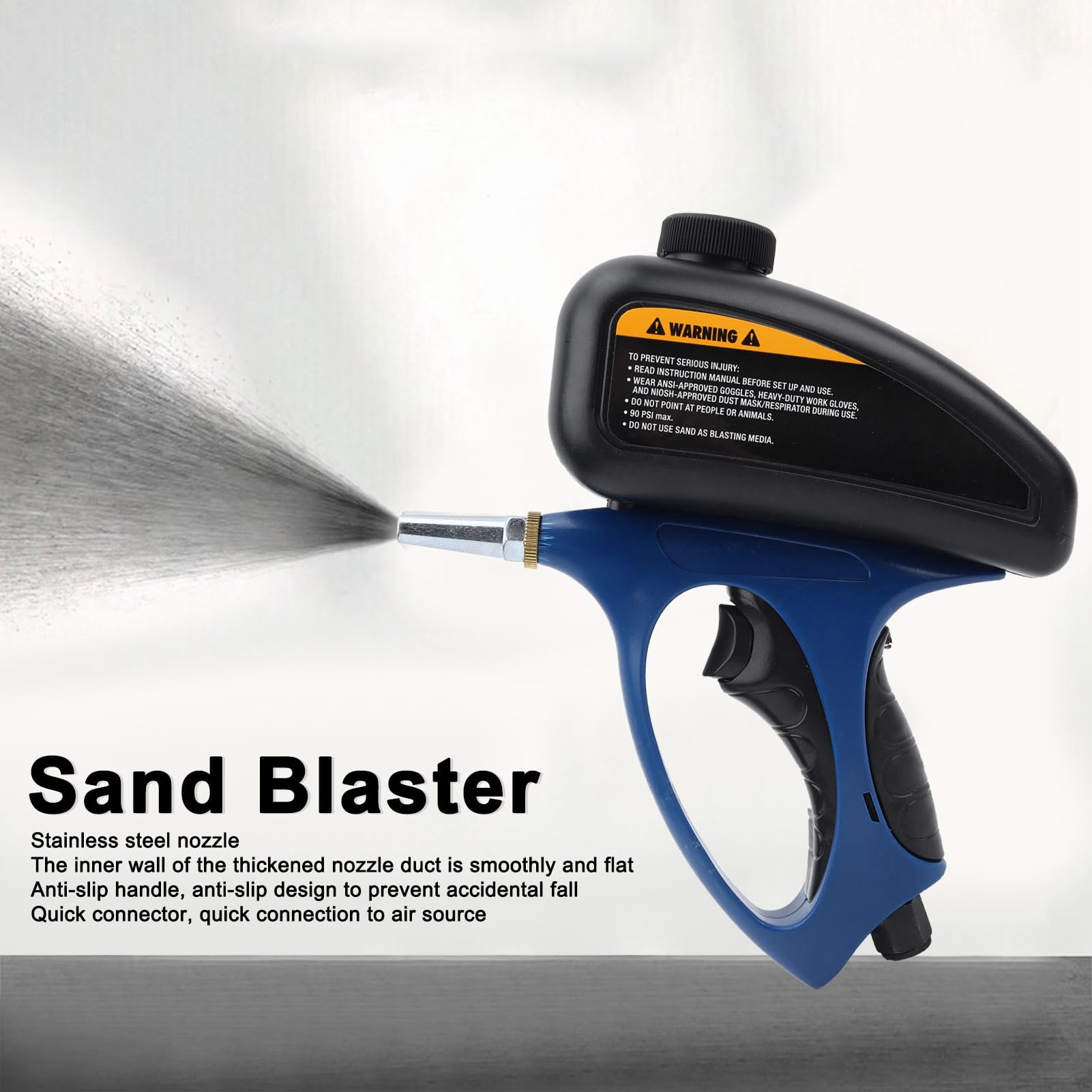 Sand Blasting Fast Plug in Connector Soda Blaster 90PSI Pressure 500ml Capacity for Manual Automatic and Furniture Repairs