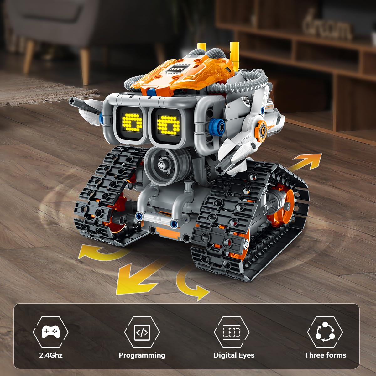 HOGOKIDS Changeable Expressions Robot Building Sets - 3 in 1 Remote & APP Supported Robotic Building Toy Having Sound Effect, Rechargeable RC Robot Birthday Present for Kids Age 6+ Boy & Girl (451PCS)