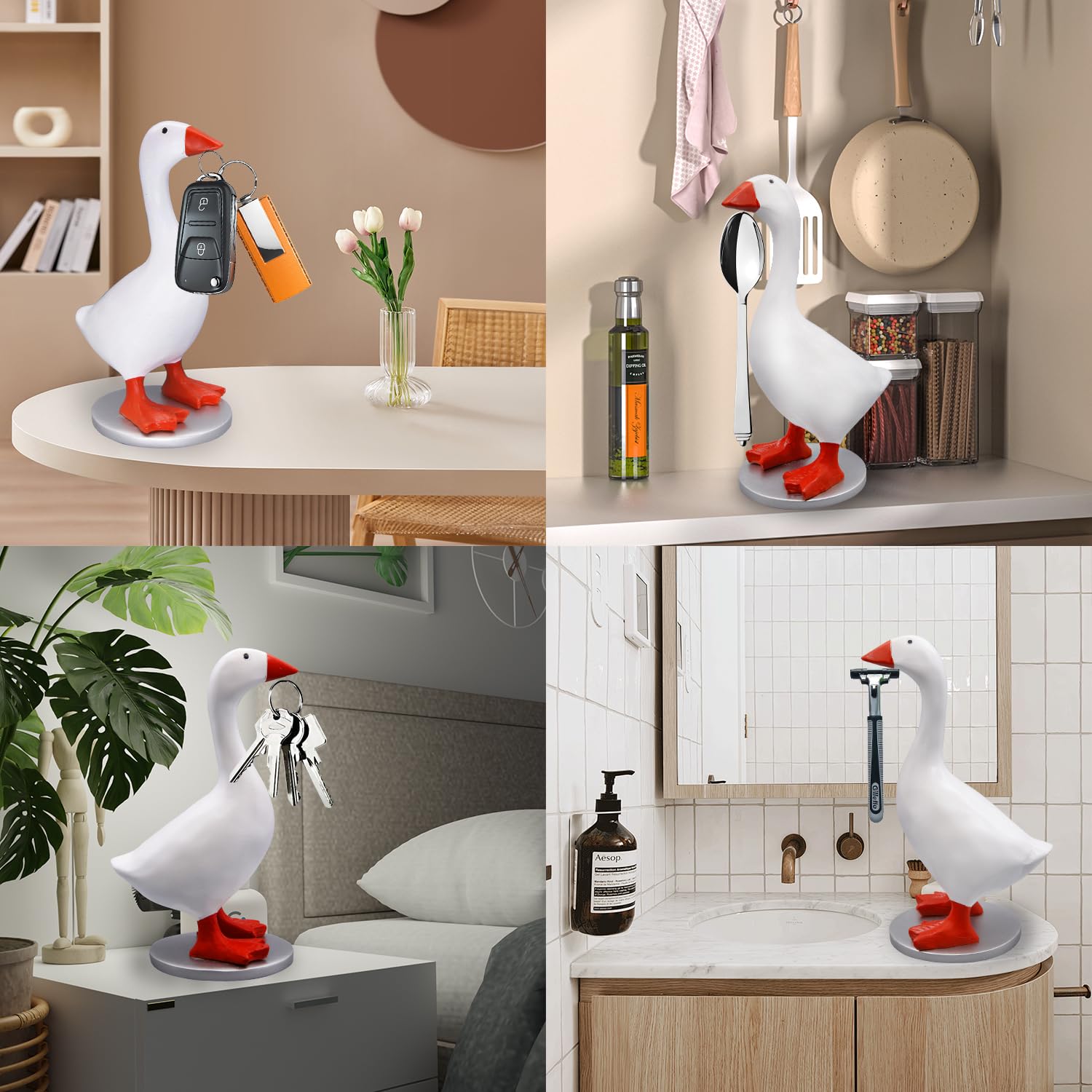 Losneg Magnetic Goose Key Holder, Funny Home Decor Cute Goose Statue Office Table Desk Decor Housewarming Gifts for Women and Men 1 Pack