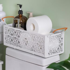 OhuaCason Toilet Paper Holder for Small Bathroom Storage: Toilet Paper Storage Basket for Small Spaces Apartment - White